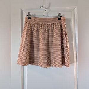 PACT Fit & Flare Mini Skirt Orange White Stripes Size Medium